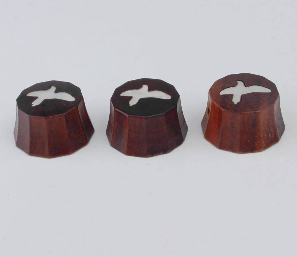 Guitar Red Sandalwood/Ebony Potentiometer Knob Surface Bird Top For PRS,Ibanez,Fender,Schecter,Peavey