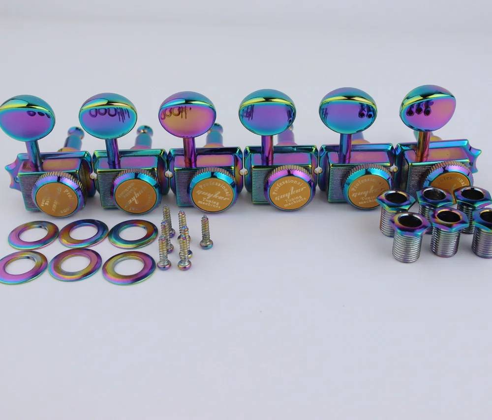 6R Vintage Guitar Locking Tuning Pegs Machine Heads in Rainbow Finish For Fender Stratocaster Telecaster