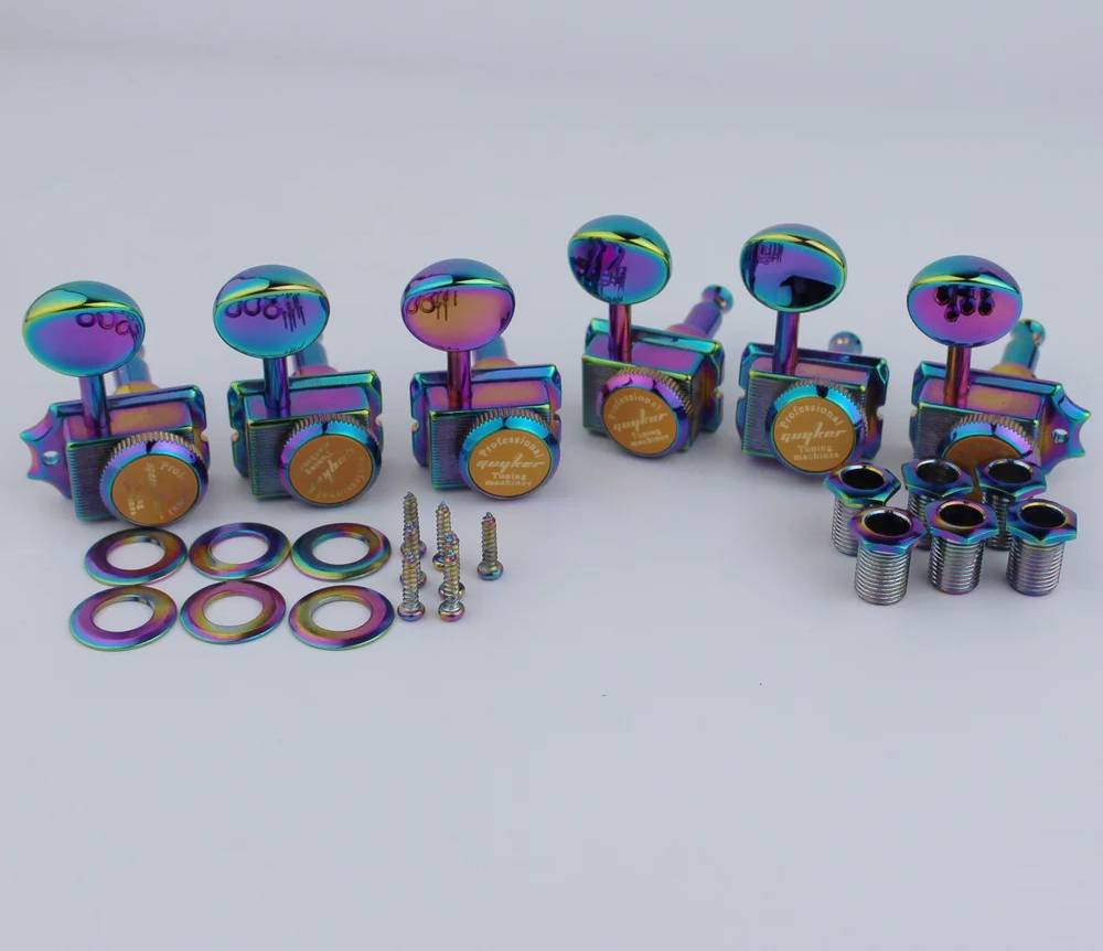 6R Vintage Guitar Locking Tuning Pegs Machine Heads in Rainbow Finish For Fender Stratocaster Telecaster