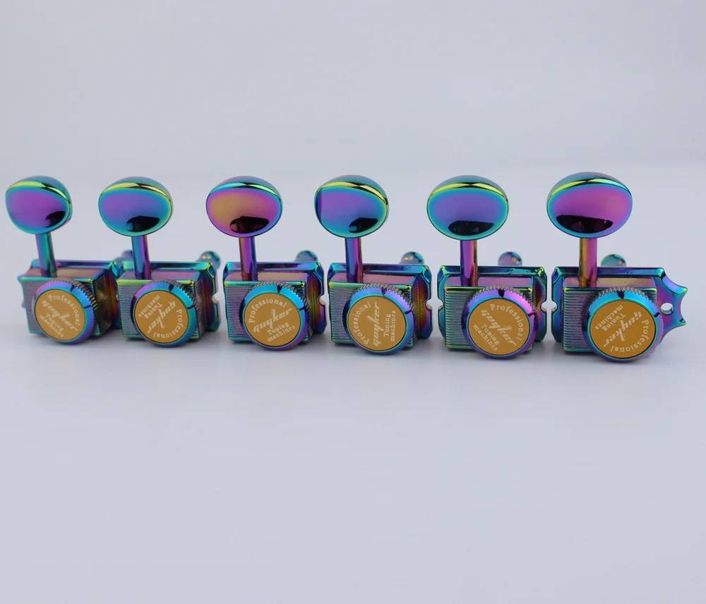 6R Vintage Guitar Locking Tuning Pegs Machine Heads in Rainbow Finish For Fender Stratocaster Telecaster