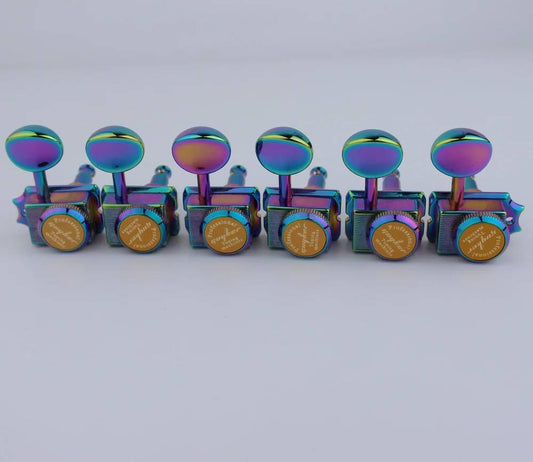 6R Vintage Guitar Locking Tuning Pegs Machine Heads in Rainbow Finish For Fender Stratocaster Telecaster