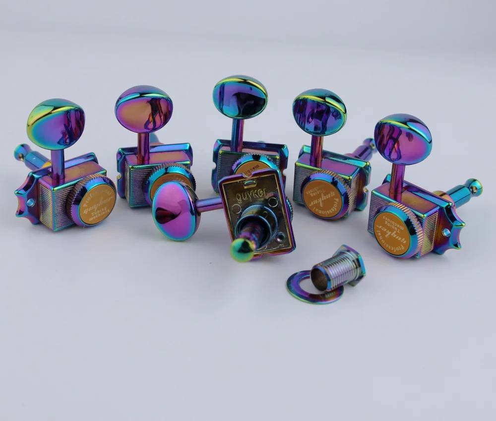 6R Vintage Guitar Locking Tuning Pegs Machine Heads in Rainbow Finish For Fender Stratocaster Telecaster