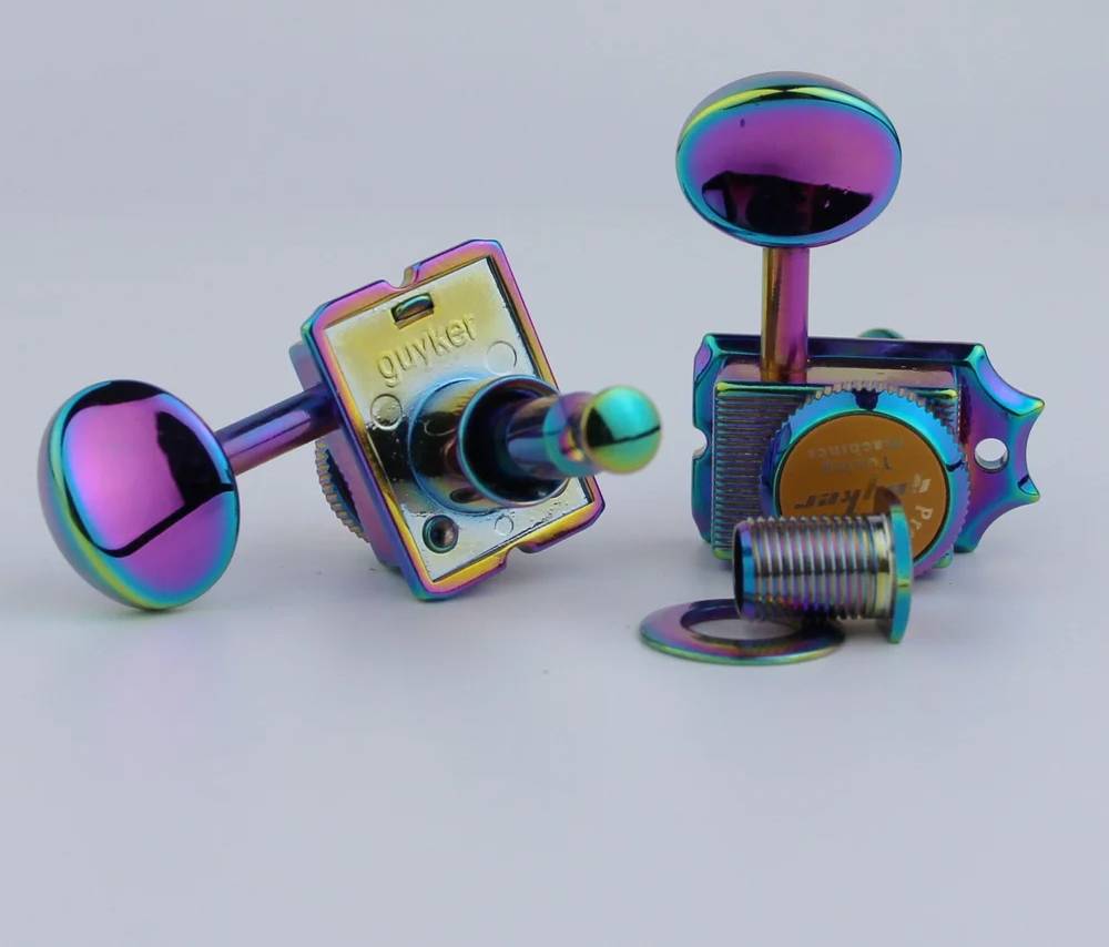 6R Vintage Guitar Locking Tuning Pegs Machine Heads in Rainbow Finish For Fender Stratocaster Telecaster