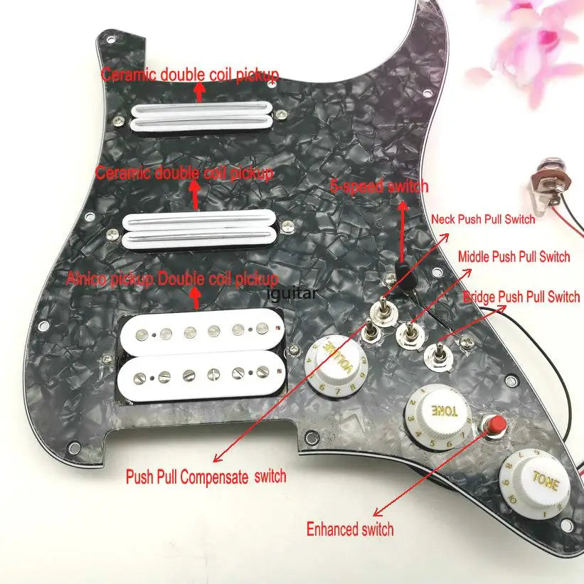 Rare Guitar Pickups Pickguard SSH White Dual Track Pickup Super Wiring Assembly Very powerful Features Multiple Function For Stratocaster Strat