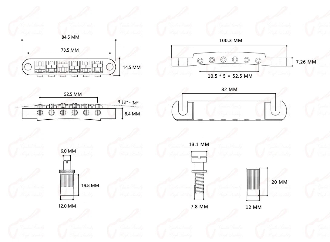 Titanium Guitar Tune O Matic Bridge/Tailpiece For Epiphone/Gibson SG Les Paul LP ES DOT ES