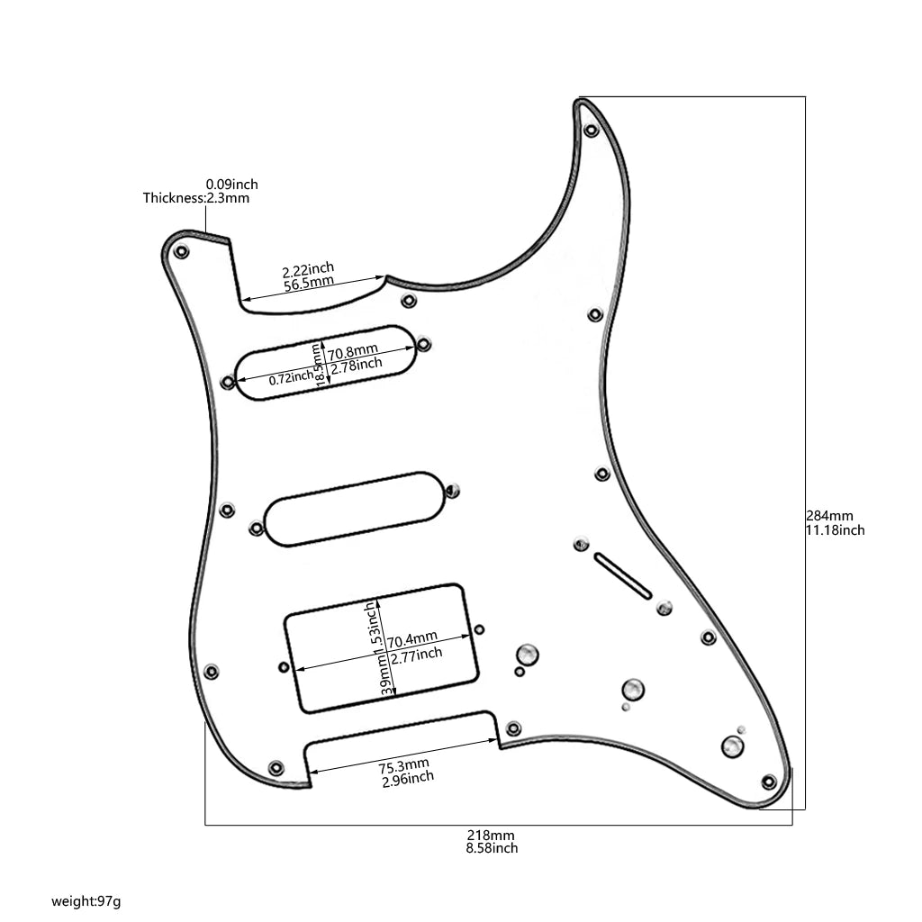 Black HSS Guitar Pickguard Scratch Plate For Fender Stratocaster Strat