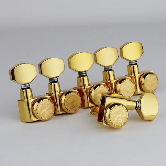 Gold 6R Machine Heads no screws Locking Tuning Key Pegs Tuners Gold For Fender Stratocaster/Telecaster