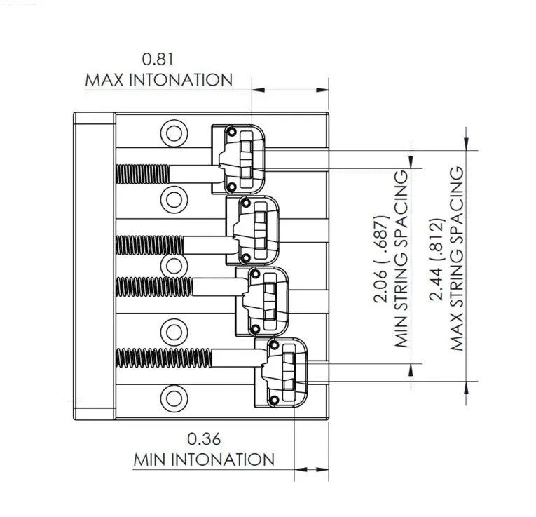 Gold 4 String Bass Guitar Bridge