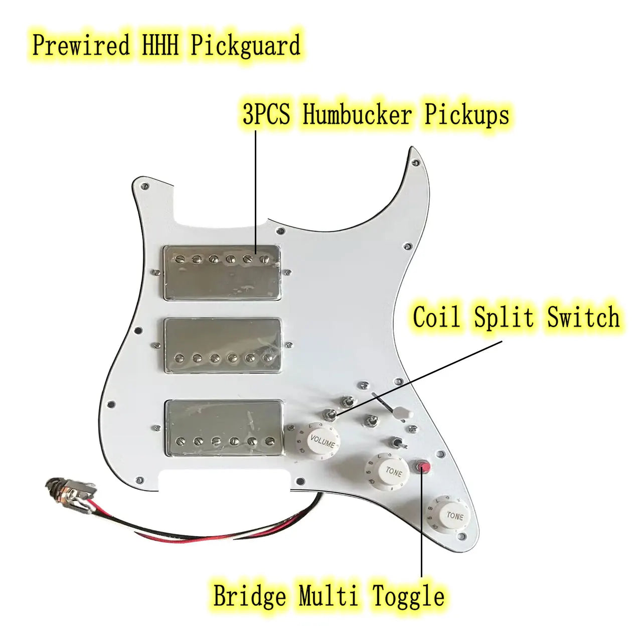 Upgrad Prewired HHH Guitar Pickguard with Humbucker Alnico V Pickups Coil Split Switch Set For Stratocaster Strat