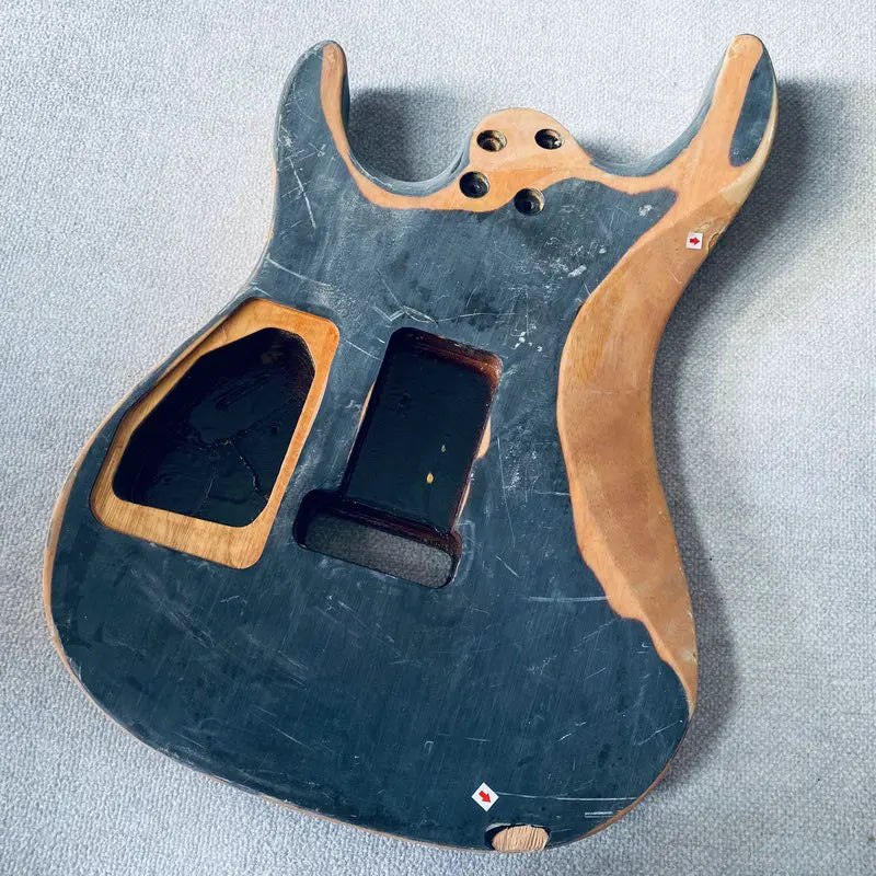 Blue Okoume Wood HSS Guitar Body with Tiger Maple Top