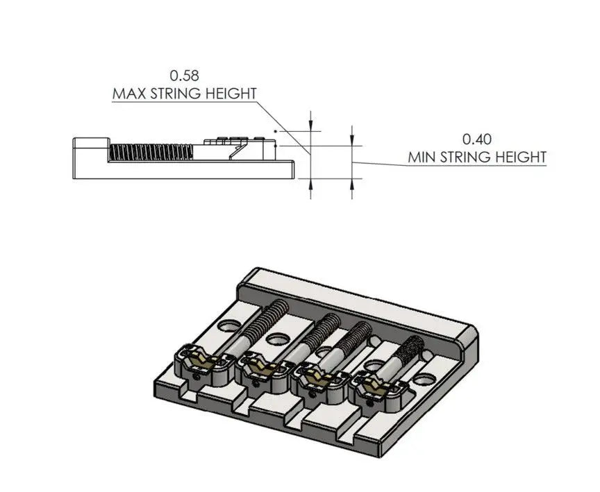 Gold 4 String Bass Guitar Bridge