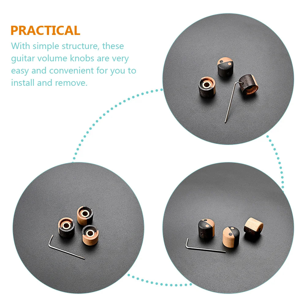 3pcs Wooden Guitar and Bass Control Knobs Set For Epiphone,Ibanez,Peavey,Schecter,Dean,Jackson,ESP LTD