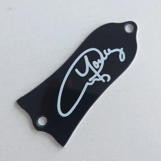 Custom Guitar Neck Plate Truss Rod Cover Plate Guitar Standard Parts 2 Ply Black Angus Young Signed For Les Paul LP