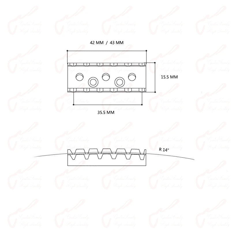 42/43MM All Titanium Guitar Locking Nut For Floyd Rose