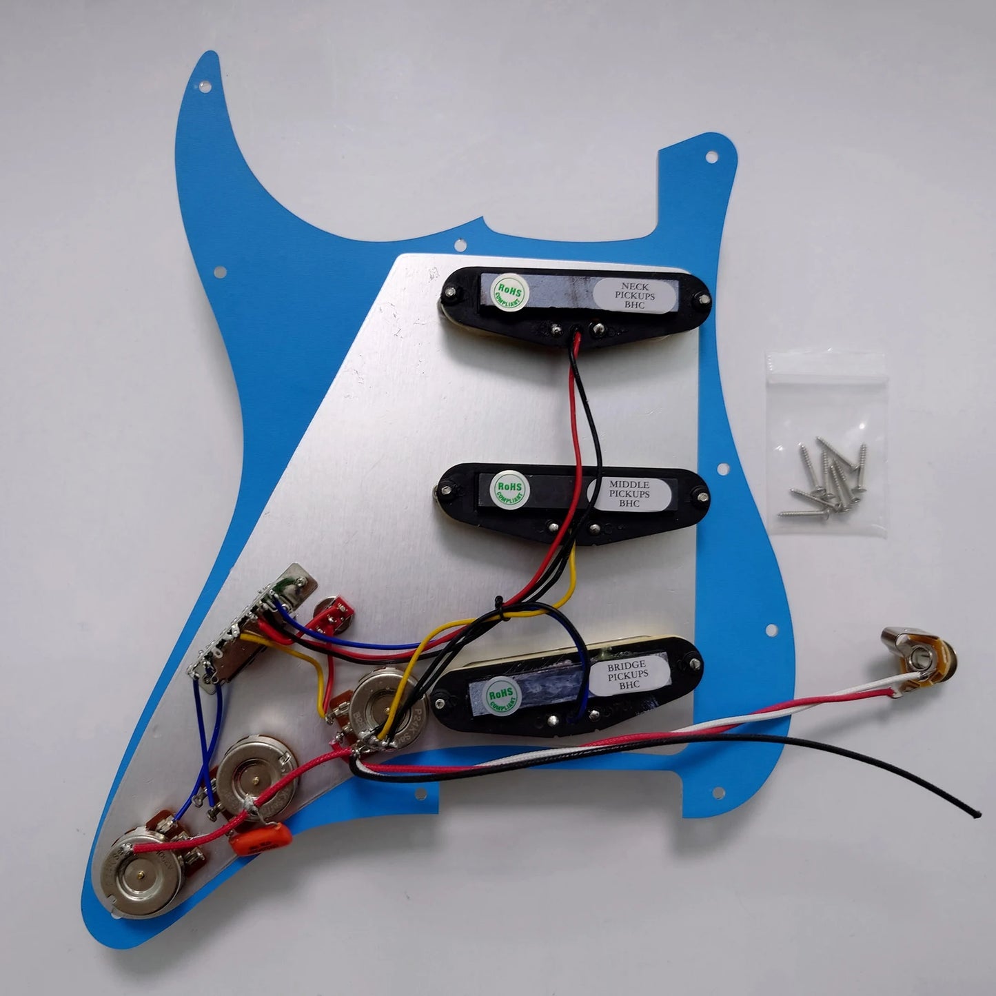 SSS Prewired Loaded  ST Guitar Pickguard SD Pickups Copper Shaft Pots Multi Switch For Stratocaster Strat