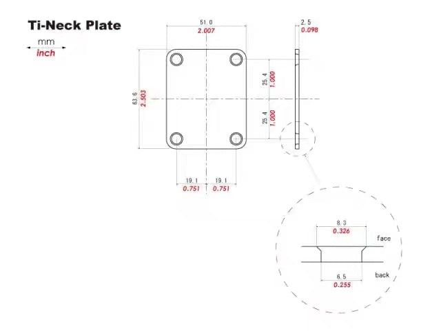 Guitar and Bass Titanium Neck Plate For Schecter,Fender,Ibanez,Fender,Peavey,Jackson,Charvel,Dean,ESP