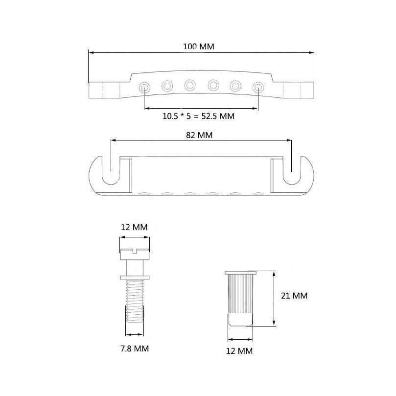 Guitar Bridge Black Nickel Tune-O-Matic Electric Guitar Bridge And Tailpiece