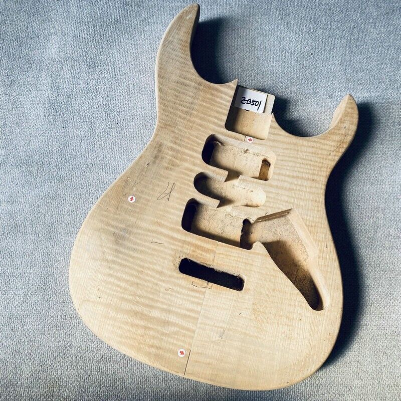 HSH Unfinished Basswood Guitar Body with Tiger Maple Top