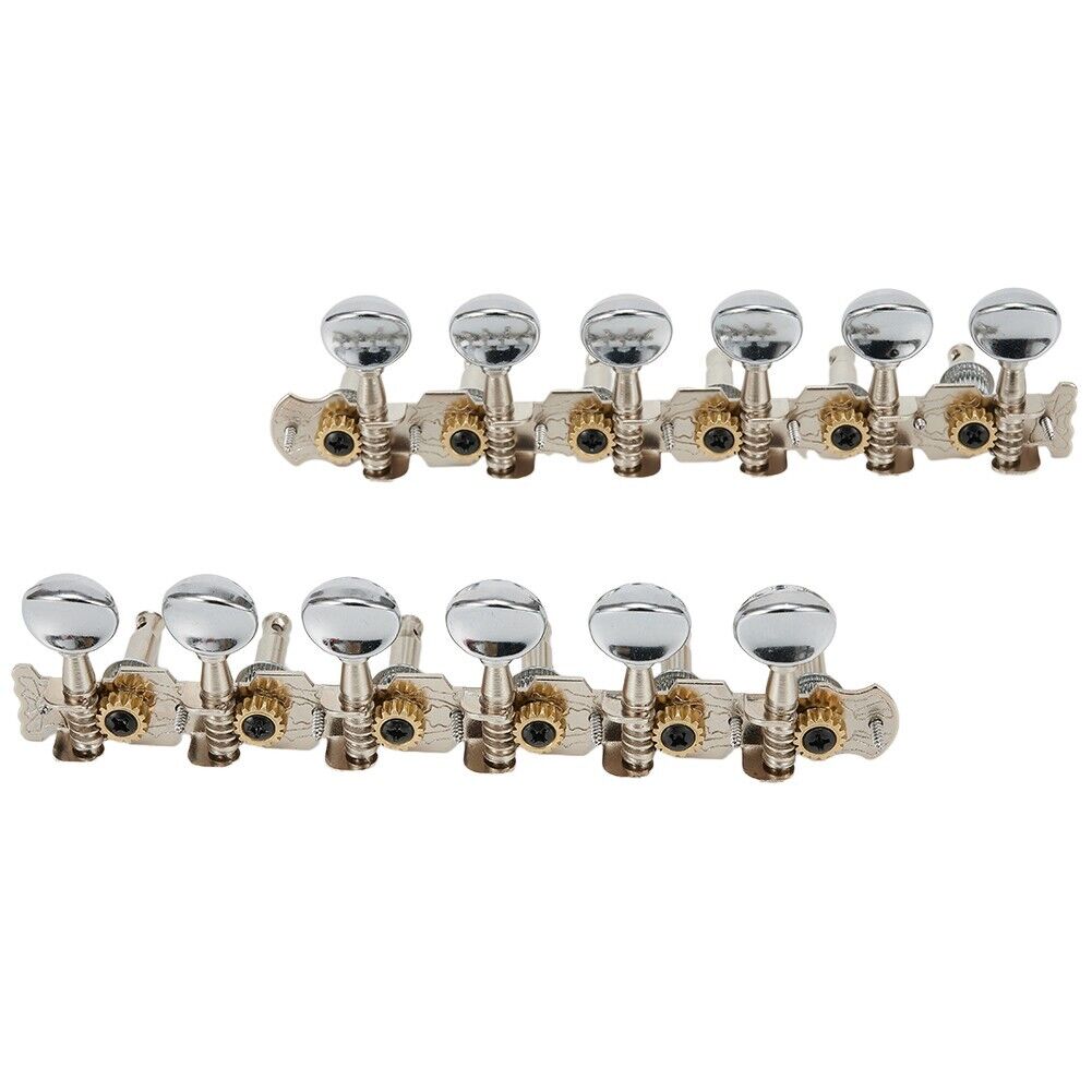 12-string Acoustic Guitar Tuning Pegs Tuners Key 6L 6R Round Machine Heads/Parts