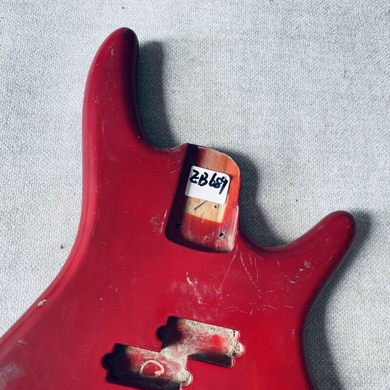 Red Bass Guitar Basswood Body DIY Project