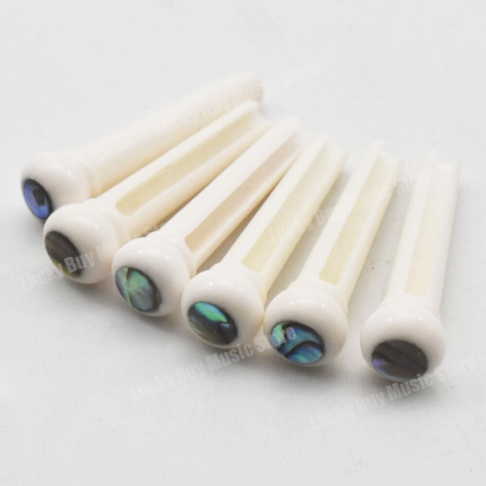 Bone Acoustic Guitar Bridge End Pins with Abalone For Epiphone,Rogue,Alvarez,Eko