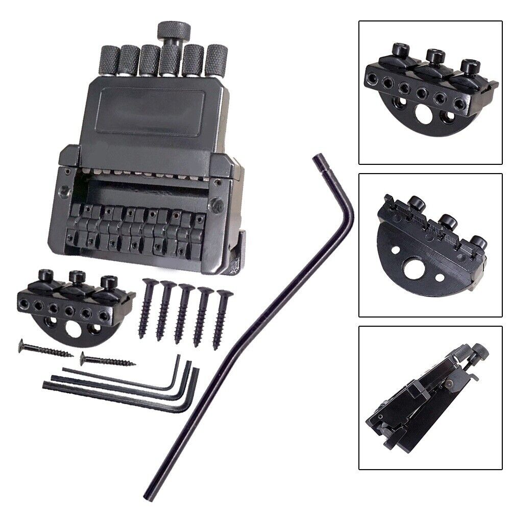 DIY 6 String Saddle Headless Electric Guitar Bridge Tailpiece Replacement/Black