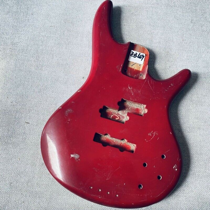 Red Bass Guitar Basswood Body DIY Project