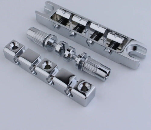 Chrome 4 String Tune O Matic Bass Guitar Bridge and Tailpiece