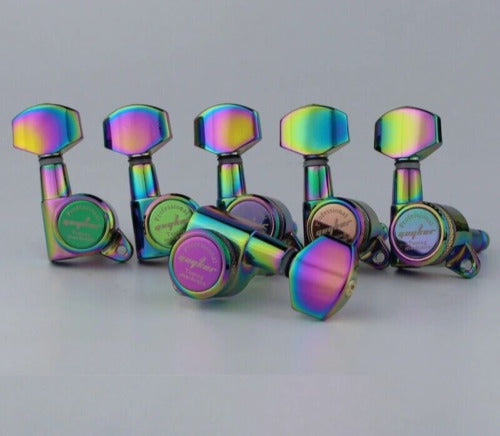 6R Rainbow Finish Lock Guitar Tuning Pegs Tuners For Fender Tele Strat