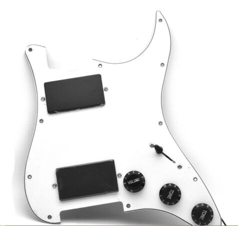 White HH Guitar Prewired Loaded Pickguard Plate with Closed Pickups For Strat ST