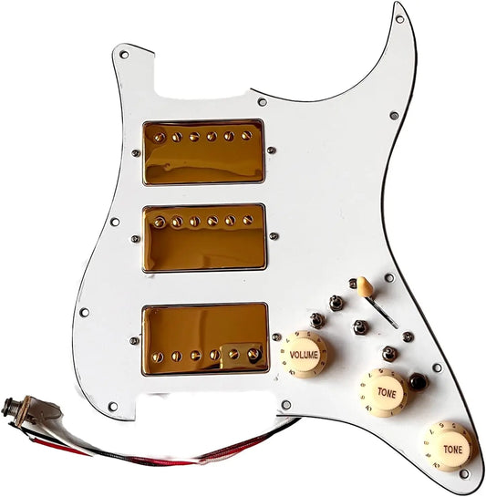 HHH White Stratocaster Strat Style Guitar Loaded Prewired Pickguard with Multifunction Switches