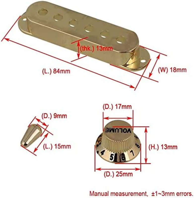 Gold Set Guitar Single Coil Pickups Covers, Control Knobs Fit Fender Strat ST