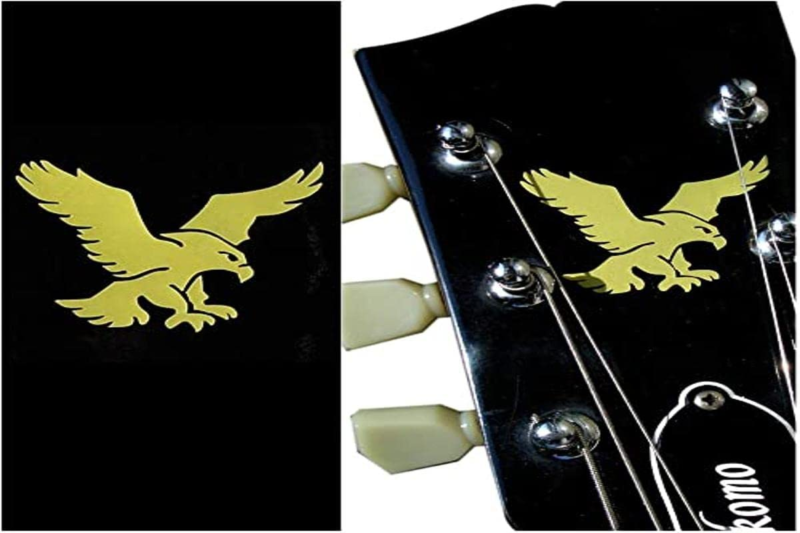 Gold Wolf Eagle Guitar Headstock Inlay Sticker Decals