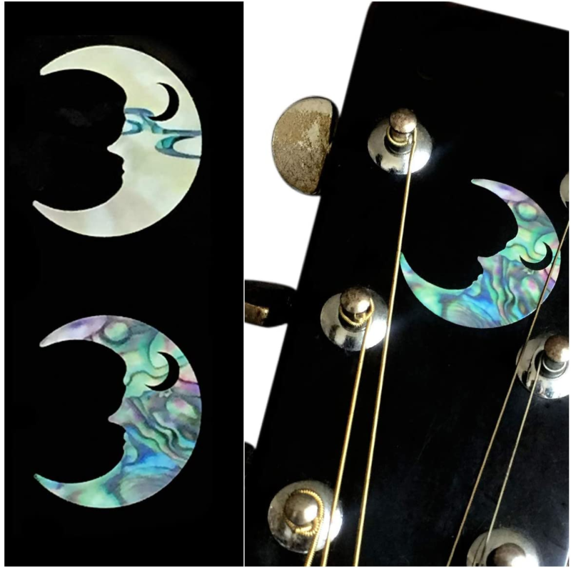 Crescent Moon SET Guitar and Bass Headstock Inlay Sticker