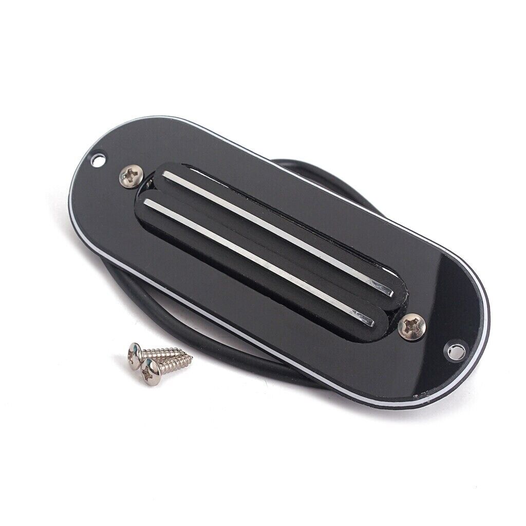 Dual Rail Humbucker Cigar Box Guitar Pickup in Black with Mounting Ring