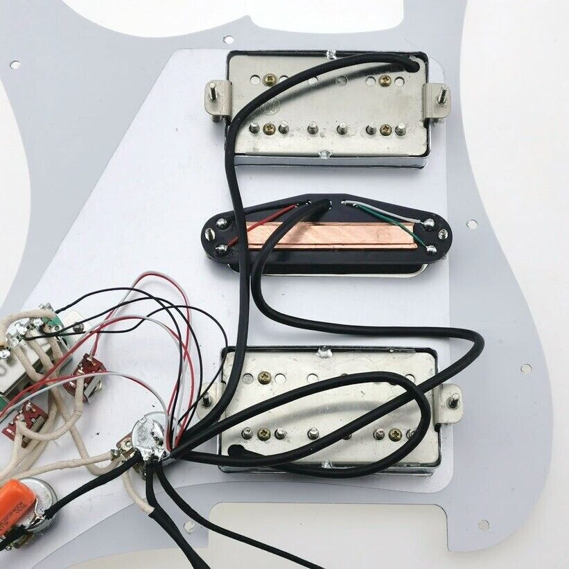 White HSH Prewired Guitar Multifunction Loaded Pickguard Fit Fender ST Strat