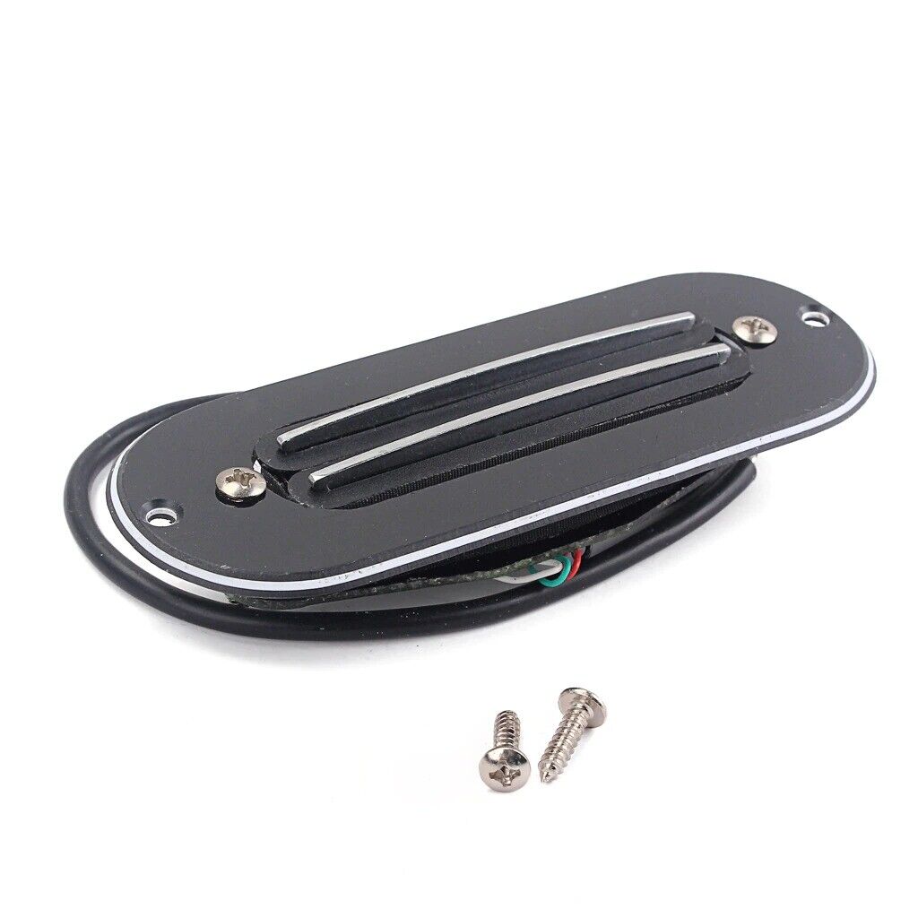 Dual Rail Humbucker Cigar Box Guitar Pickup in Black with Mounting Ring