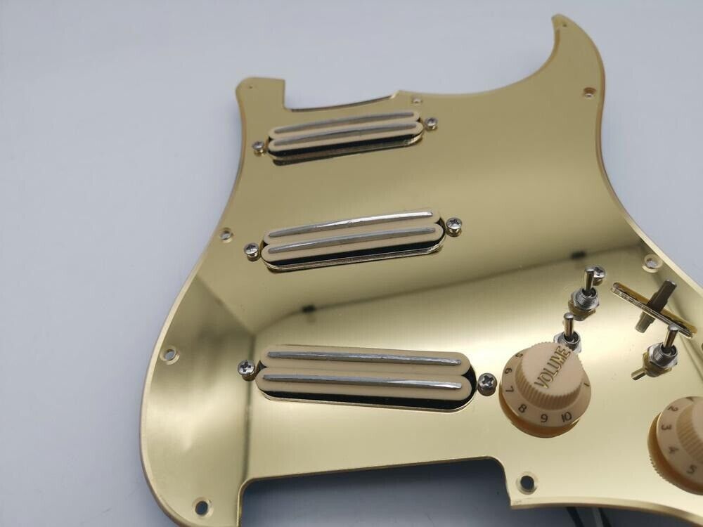 Gold Mirror Guitar Prewired Loaded Multifunctional Pickguard Fit Fender Strat