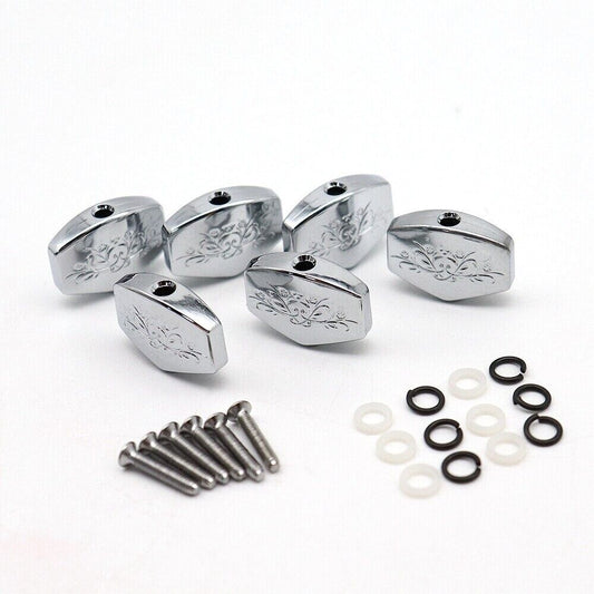 6pcs Metal Carved Tuning Pegs Buttons Knobs Fit Ibanez,Martin,Epiphone,Takamine