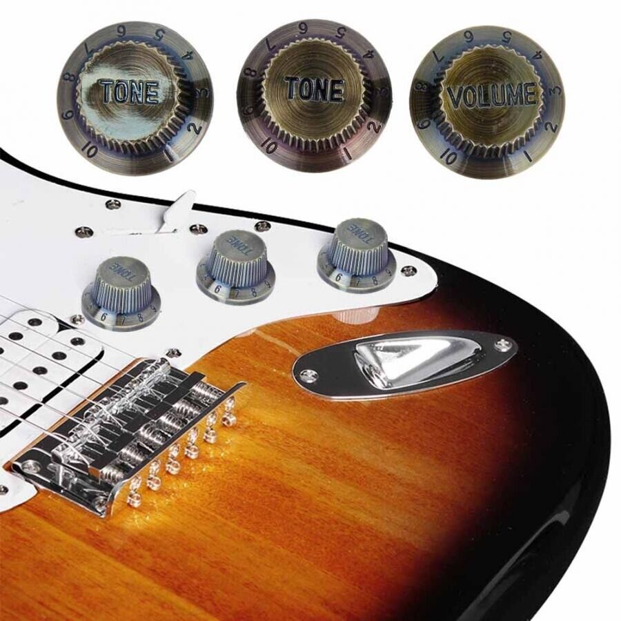 3Pcs Bronze Tone and Volume Guitar Knobs Fit Strat ST