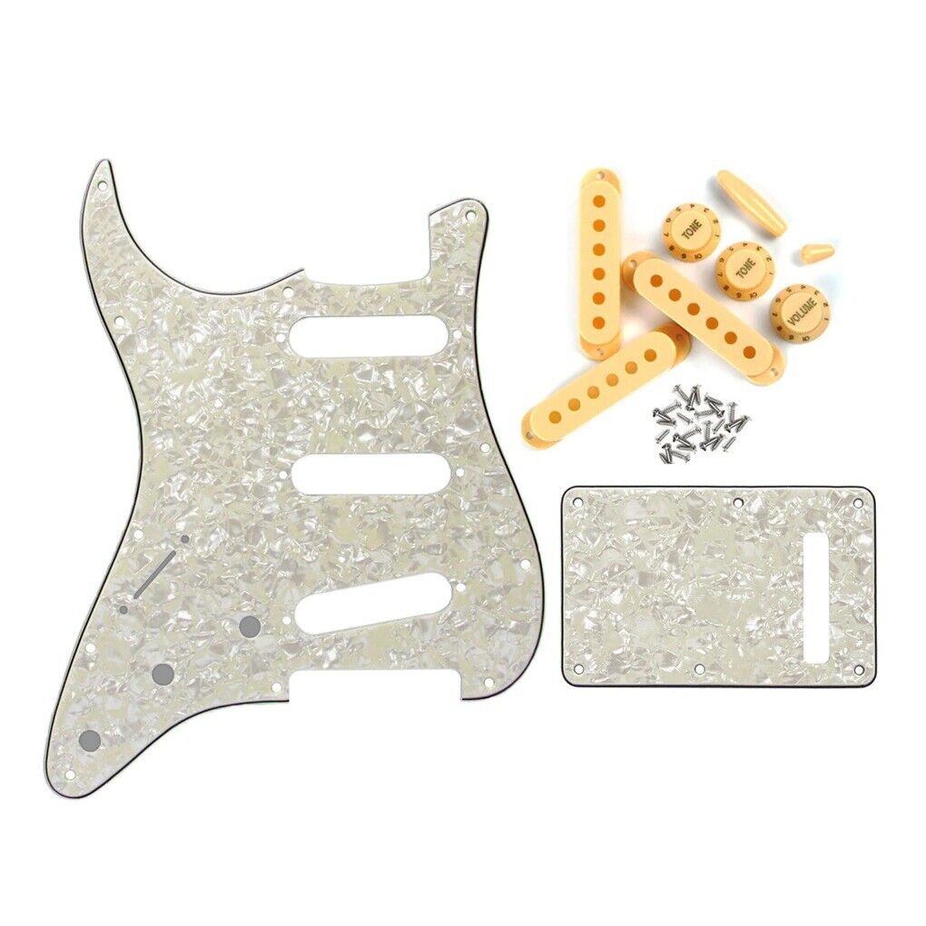 Left Hand Guitar Pickguard,Back Plate,Pickup Covers,Knobs,Switch Tip Fit Strat