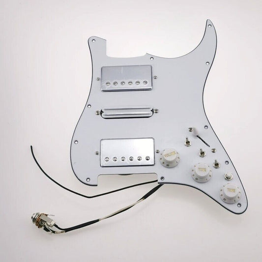 White HSH Prewired Guitar Multifunction Loaded Pickguard Fit Fender ST Strat