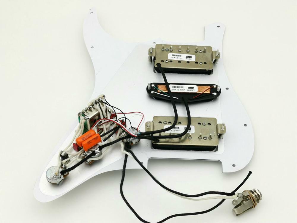 White HSH Guitar Prewired Loaded Pickguard with Multi Switches Fit Fender Strat