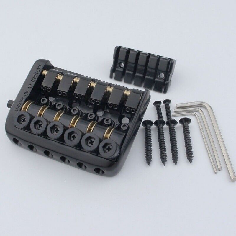 Roller Saddles Black Headless Guitar Bridge System