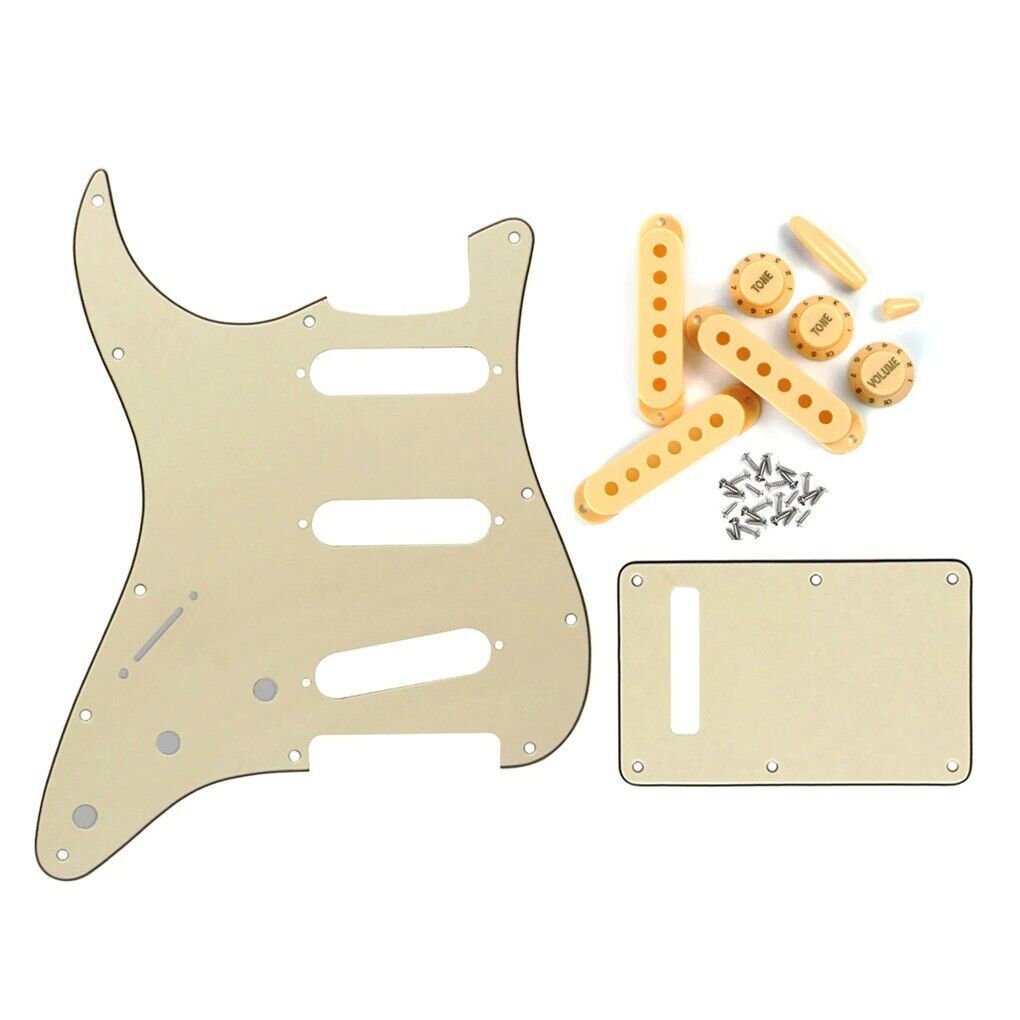Left Hand Guitar Pickguard,Back Plate,Pickup Covers,Knobs,Switch Tip Fit Strat