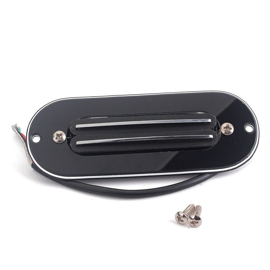 Dual Rail Humbucker Cigar Box Guitar Pickup in Black with Mounting Ring