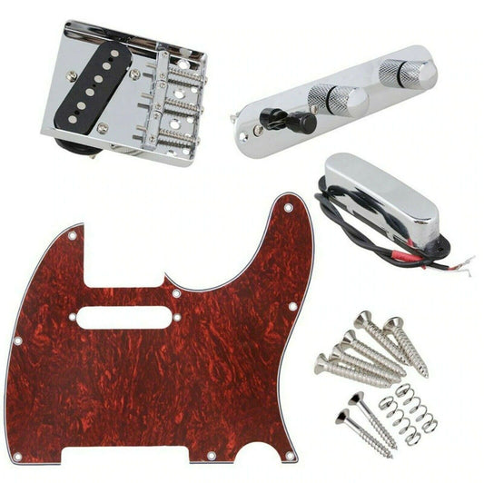 Chrome Guitar Pickguard,Control Plate,Bridge,Pickups Set Fit Fender Telecaster