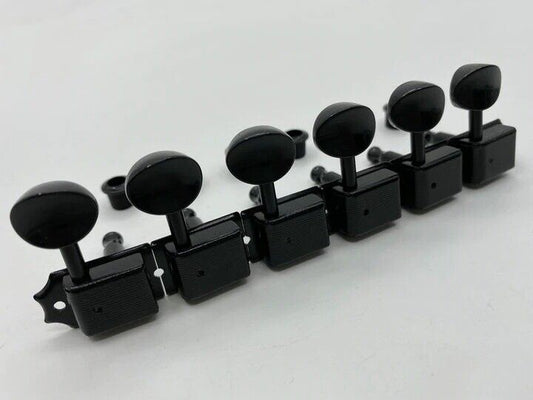 Black 6 Inline Vintage Tuners Machine Heads Keys Fit Fender Tele / Strat Guitars